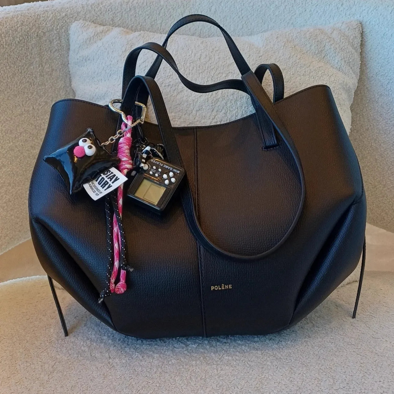 Mini Game Player And Pillow Set Charm – Black