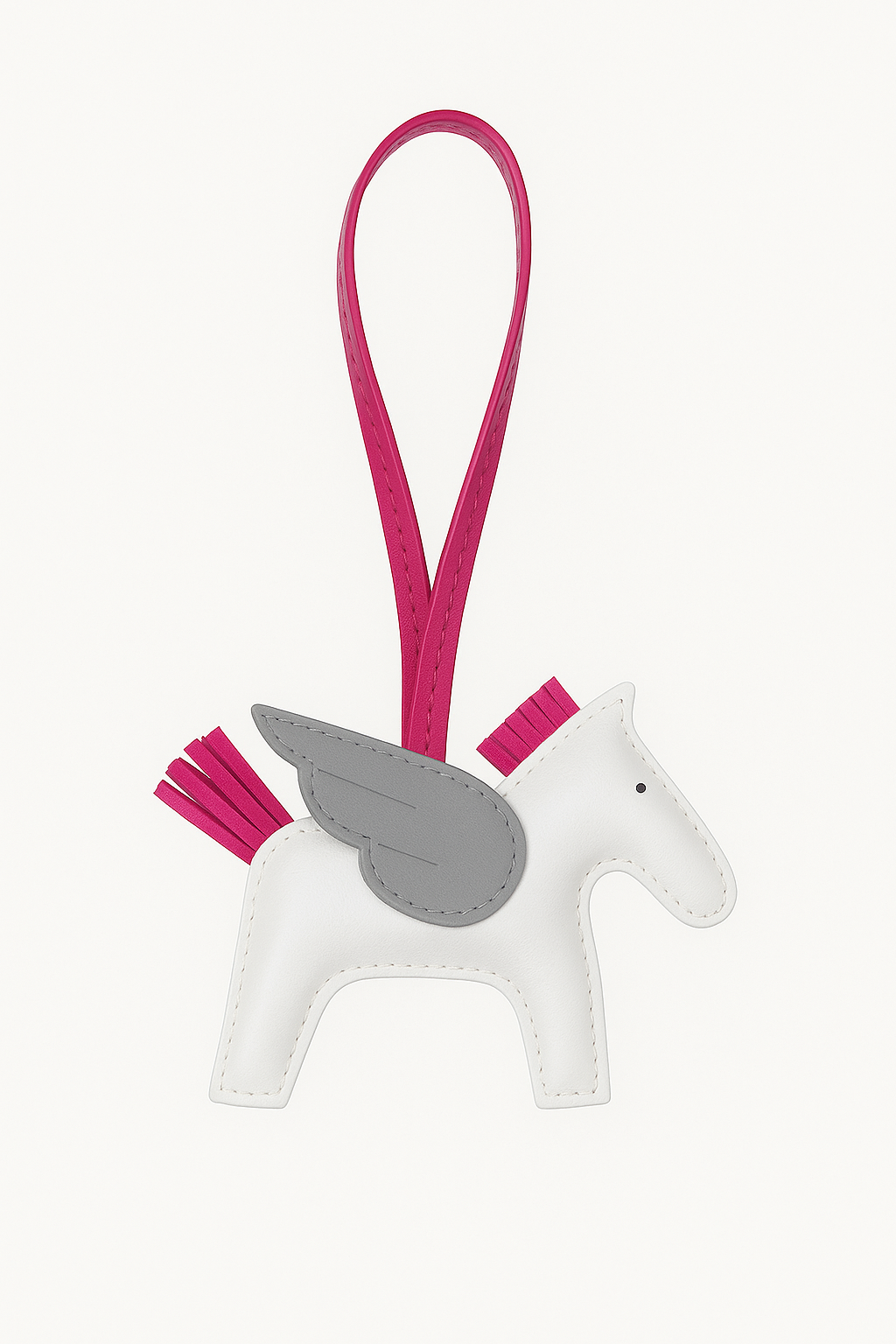 Flying Horse Charm – White/Pink