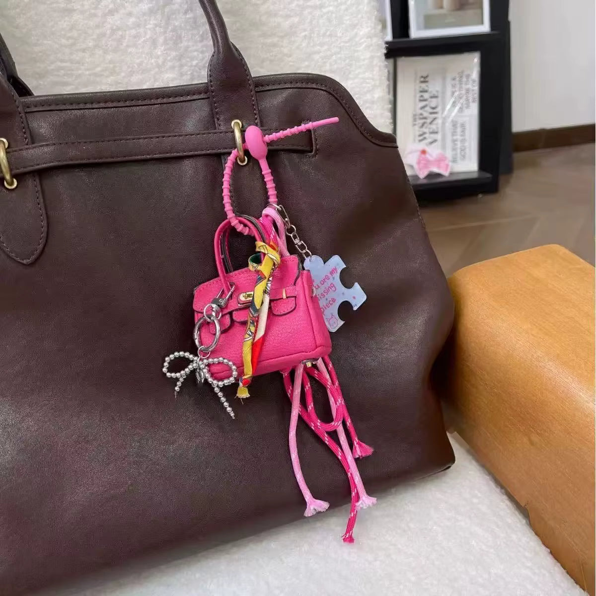 Mini Birkin Bag Charm with Accessories