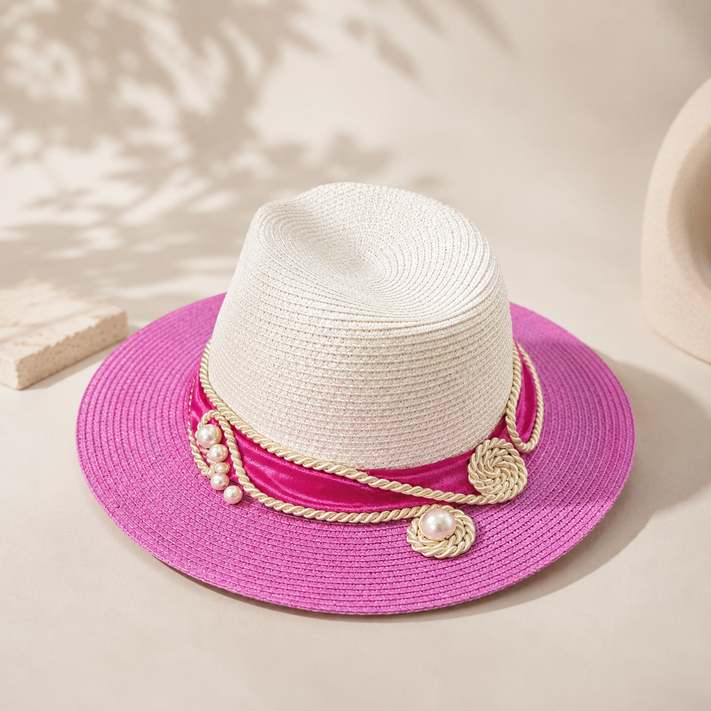 Pink Pearl Straw Hat