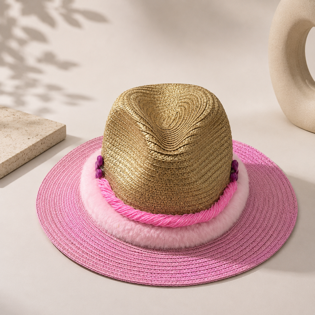 Pink Elegance Straw Hat
