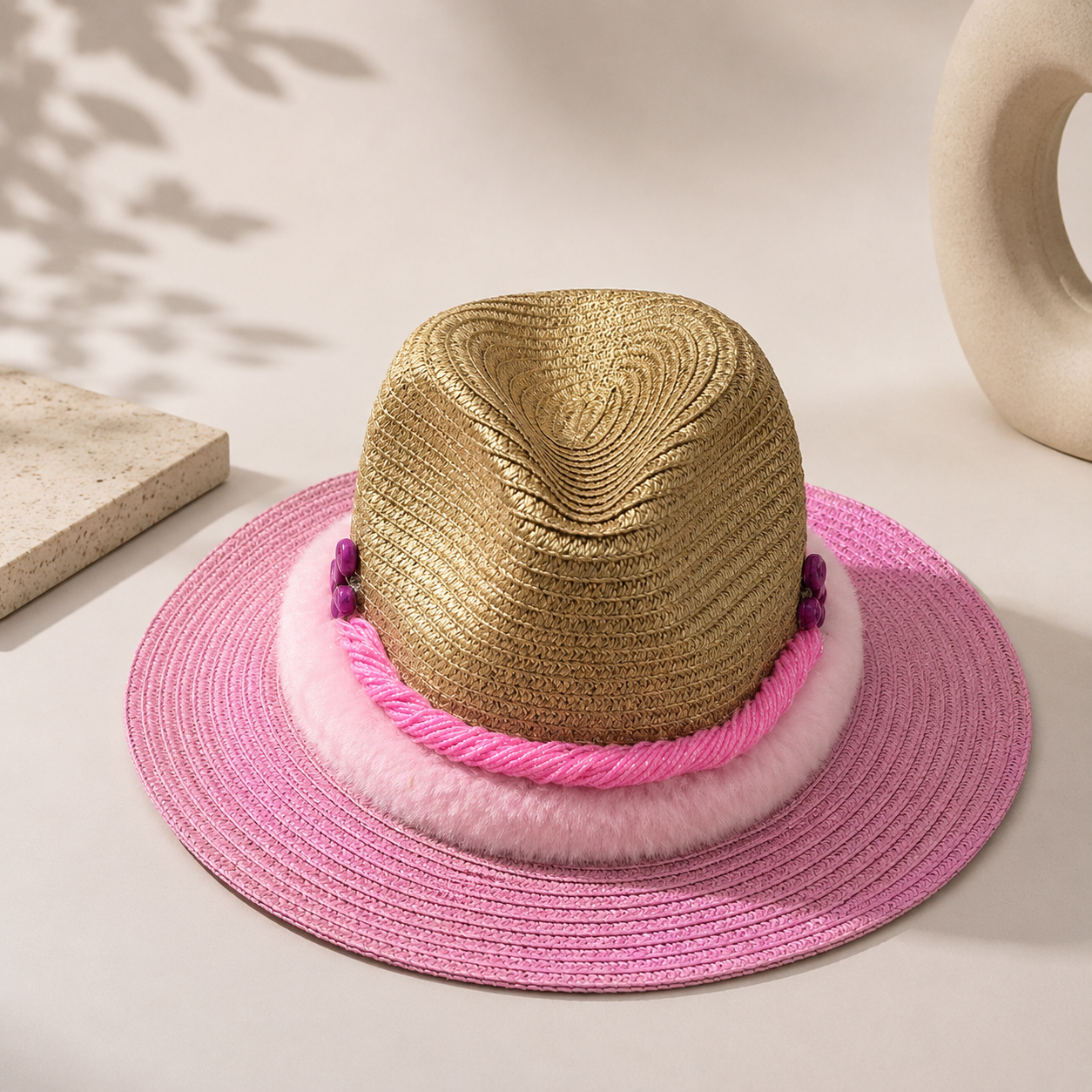 Pink Elegance Straw Hat