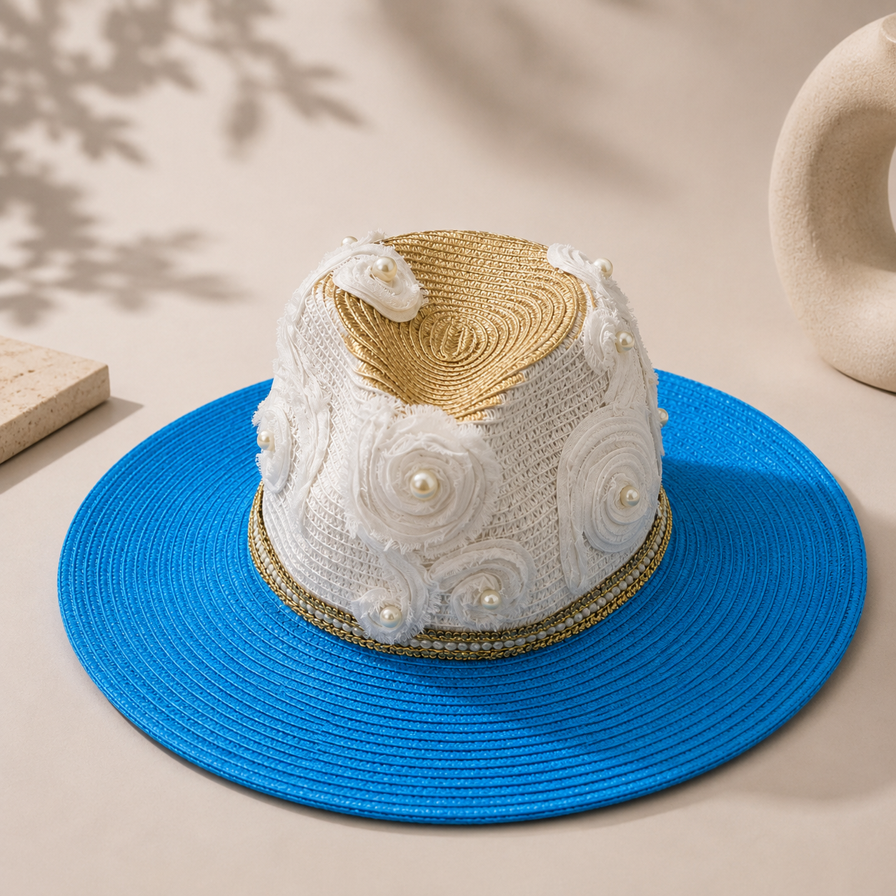 Blue Pearl Straw Hat