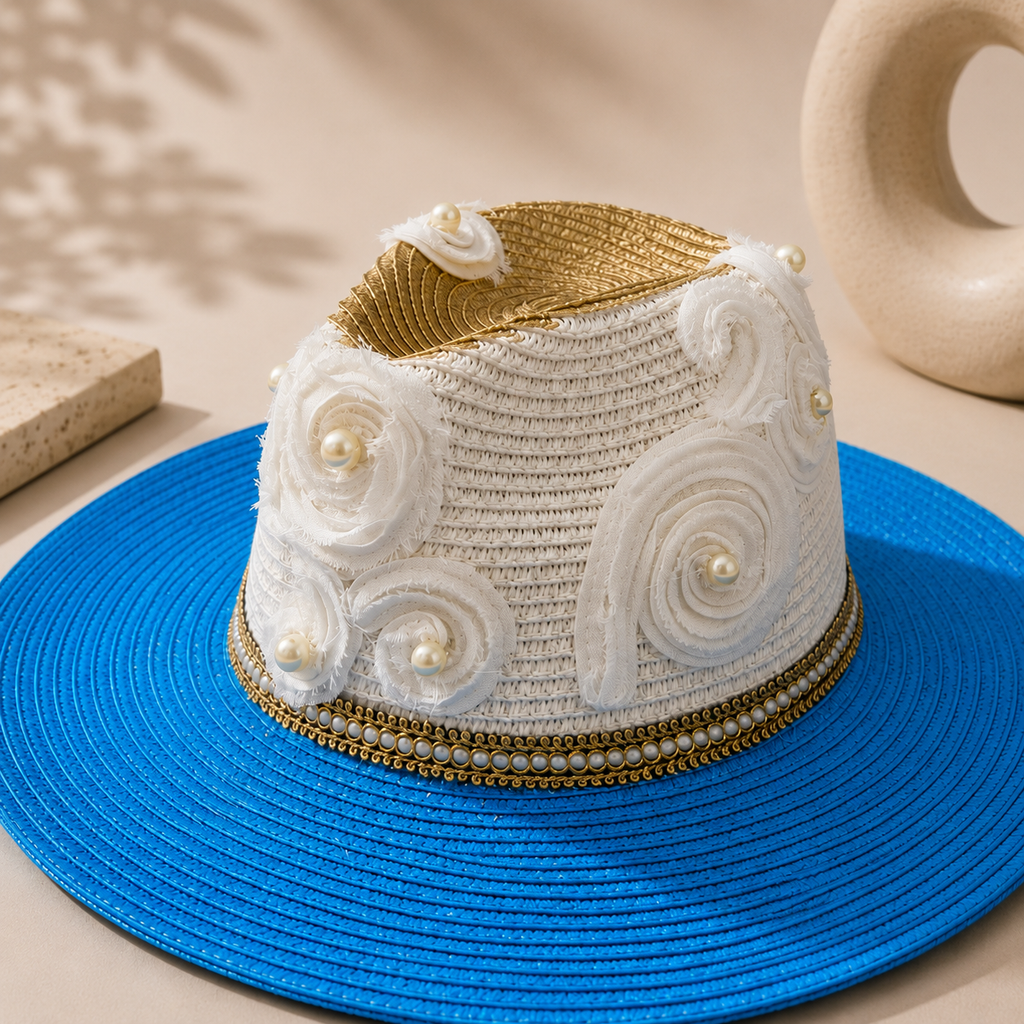 Blue Pearl Straw Hat