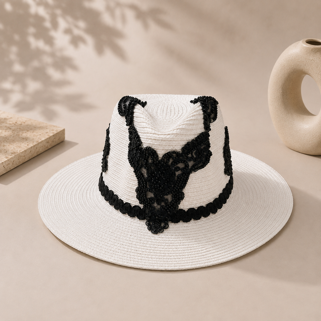 Elegant Lace Straw Hat