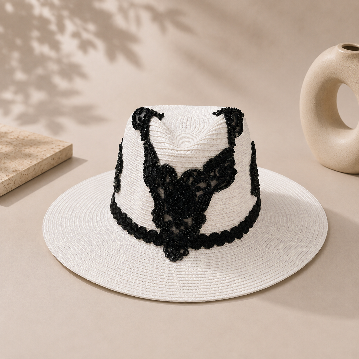 Elegant Lace Straw Hat