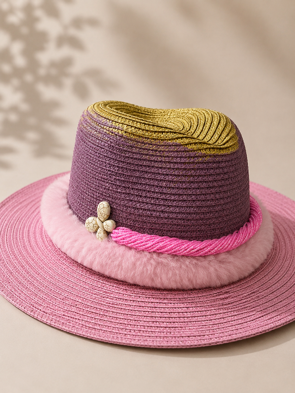 Pink & Lavender Straw Hat