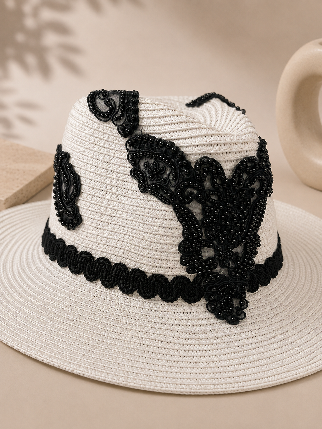 Elegant Lace Straw Hat