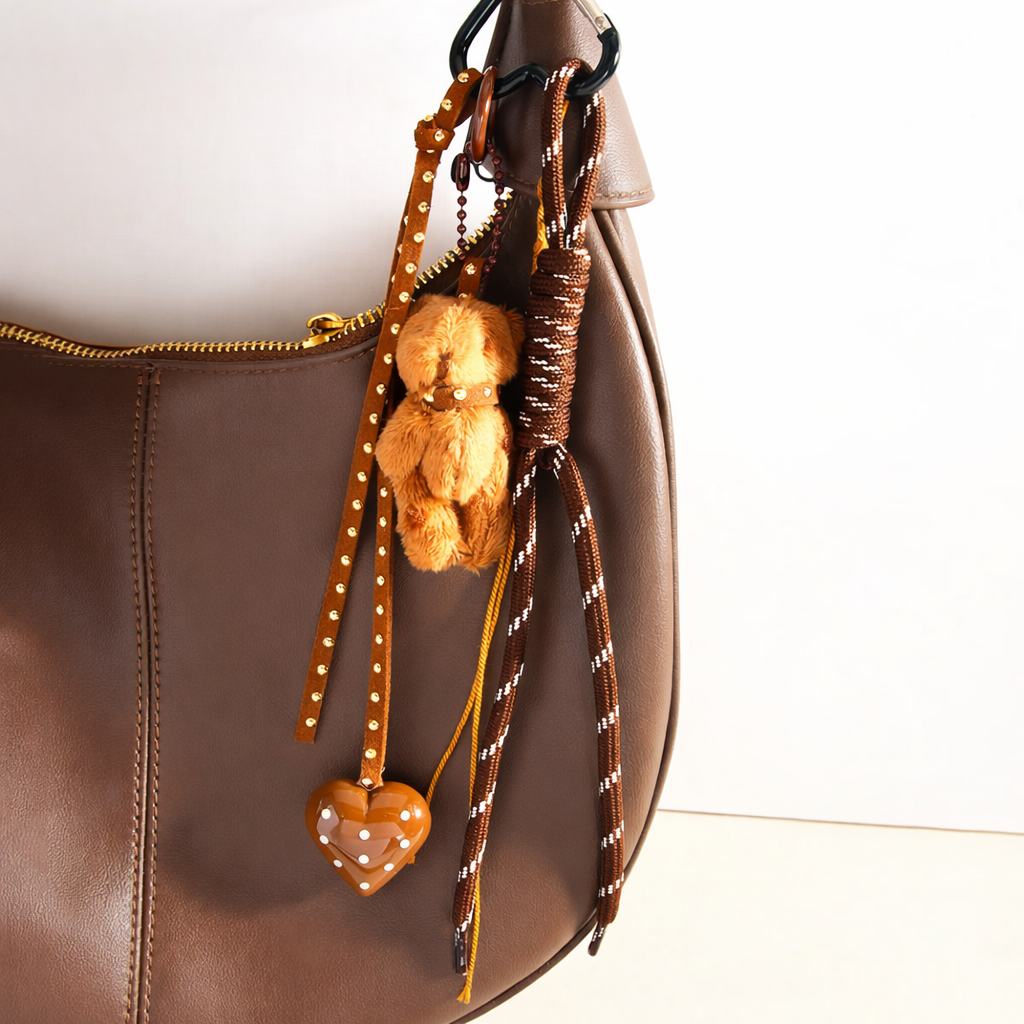 Brown Heart & Teddy Charm