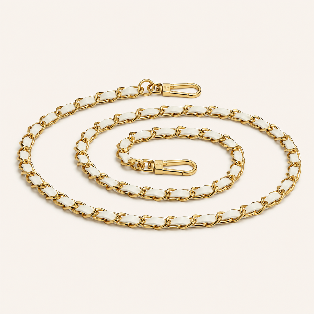 White & Gold Chain Bag Strap