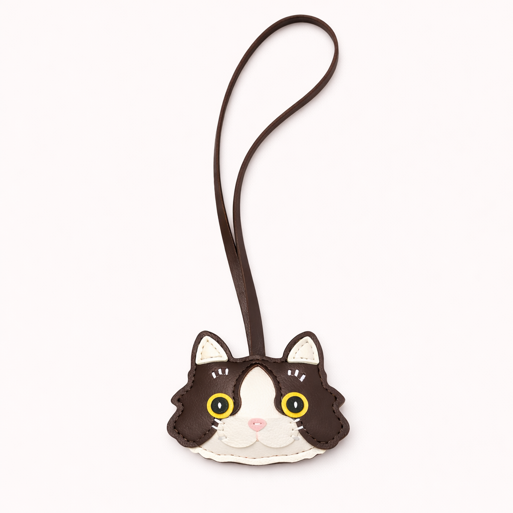 Cat Face Charm - Dark Brown