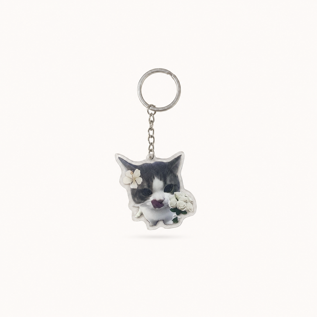 Kitten & Flower Keychain