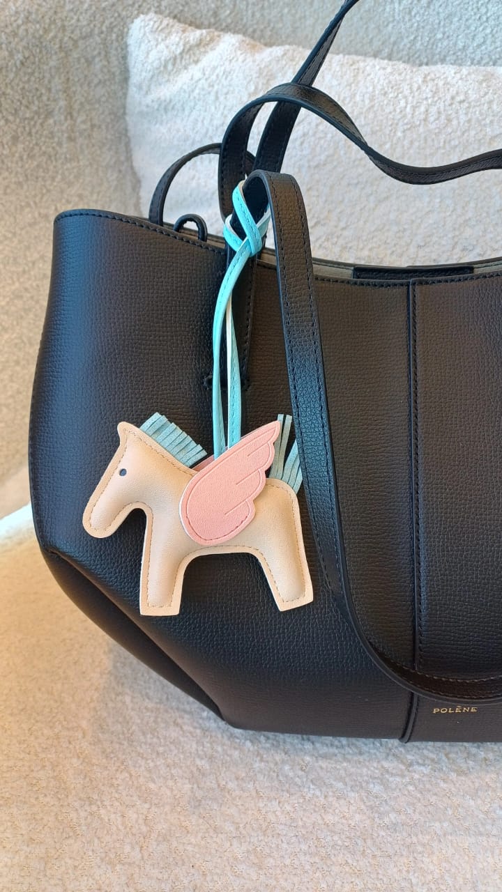 Flying Horse Charm – Beige/Blue