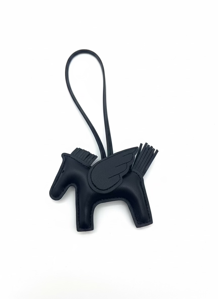 Flying Horse Bag Charm in Full Black