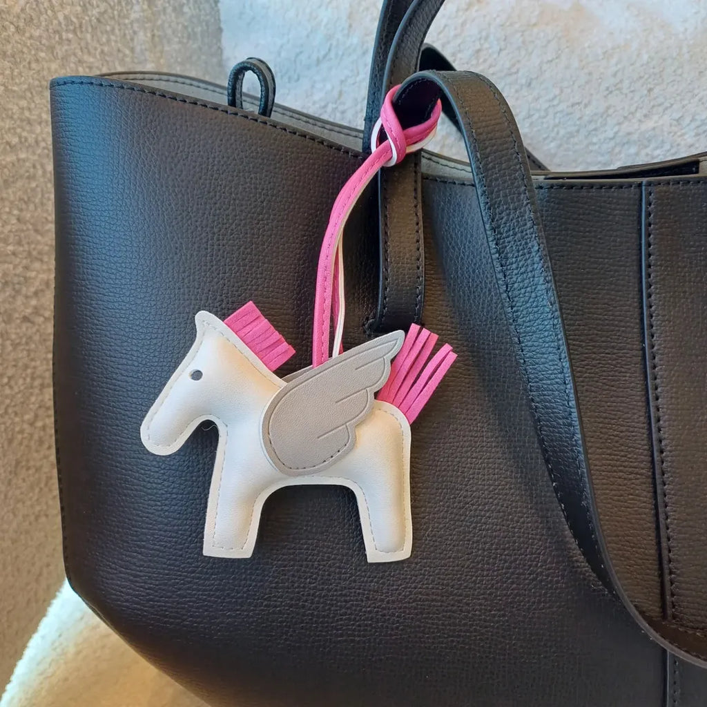 Flying Horse Charm – White/Pink