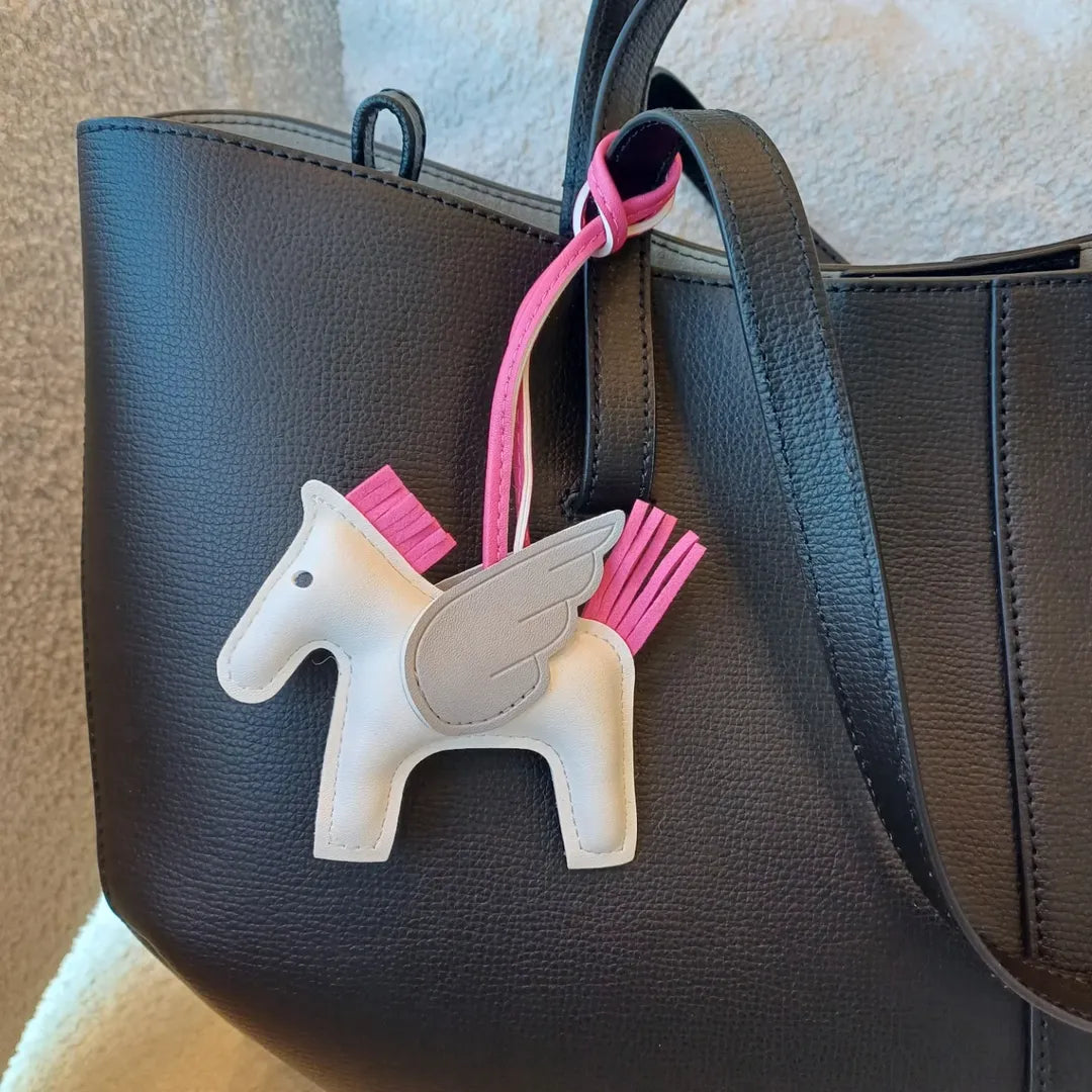Flying Horse Charm – White/Pink