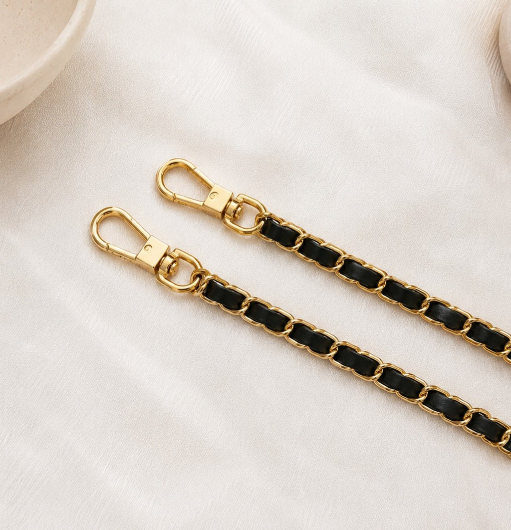 Black & Gold Chain Bag Strap