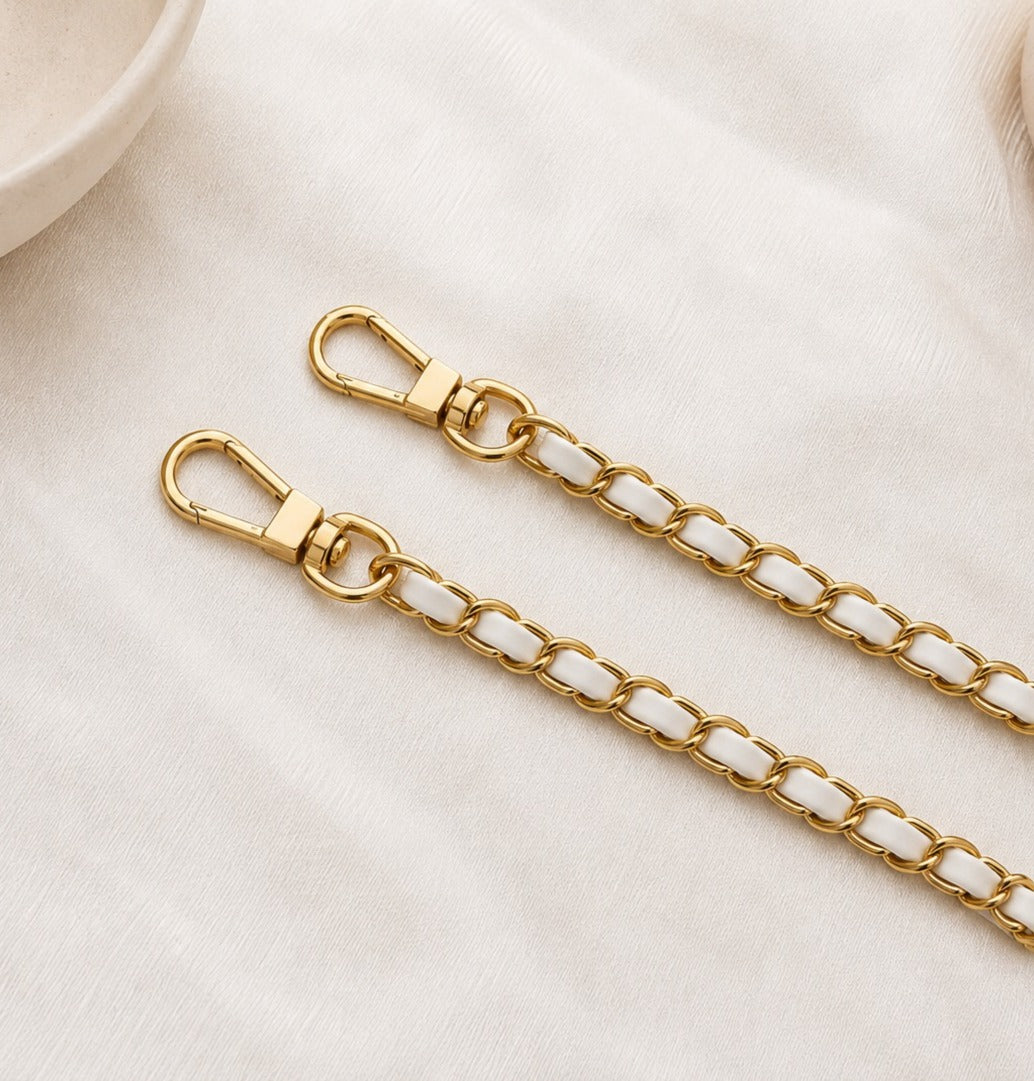 White & Gold Chain Bag Strap
